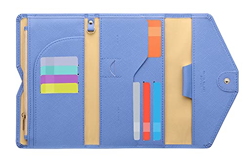 ZOPPEN Mulit-purpose Rfid Blocking Passport Holder Travel Wallet (Ver.4) Passport and Vaccine Card Holder ComboTri-fold Document Organizer Travel Essentials - color: #25 Niagara Blue