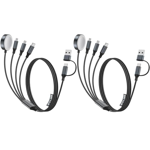 Travel Essentials,Multi Charging Cable for Apple Watch Charger/iPhone Charger/Samsung Charger,USB A & Type C Power Cable for iWatch Ultra/10-2/iPhone 17-11/Samsung S26,Serial Cables,Car[1.2M] - color: 2-Black+Black, size: 1.2M