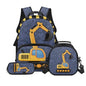 3pcs Kids Boys Backpack Sets with Reusable Insulated Lunch Box Big Capacity Pen Case Set,Excavator Daypack for Elementary Primary,Back to School Supplies - color: Excavator -2