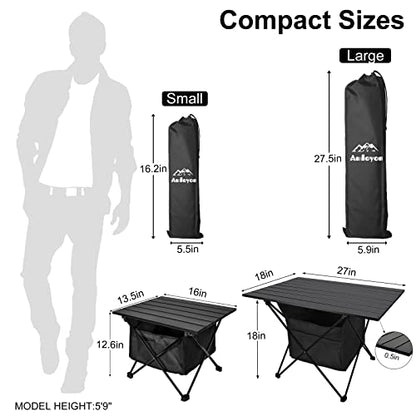 Foldable Camping Side Table, Ultralight Small Beach Table Aluminum, Portable Outdoor Table with Carry Bag and Storage for Picnic, Grill, Hiking, Fishing, Sand, Camping Essentials(L) - size: 27‘’ Large