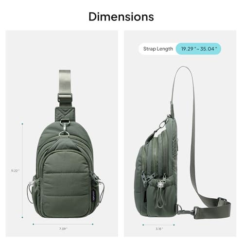 TOPEAST Sling Bag for Women, Anti-Theft Crossbody Bag with RFID Blocking & Water Bottle Holder for Travel, Water-resistant - color: Green