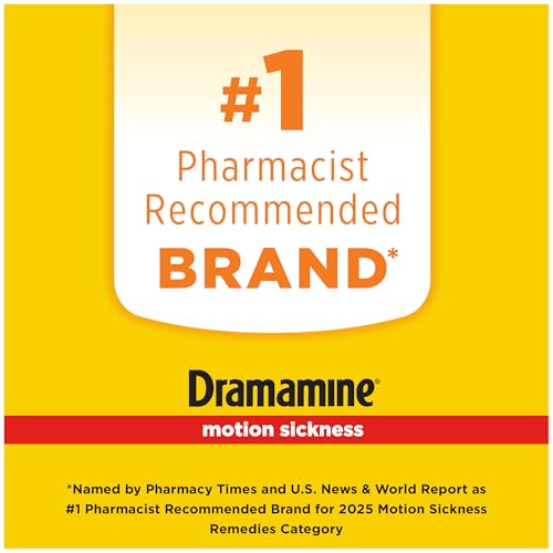 Dramamine Motion Sickness Less Drowsy, for Nausea Relief During Travel, 16 Count - size: 16 Count (Pack of 1)
