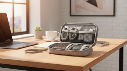 GOX Electronic Cable Organizer Travel Case Tech Pouch - color: GREY-Small