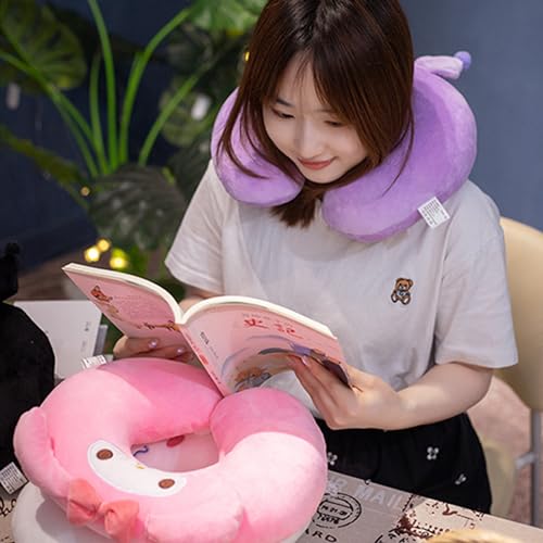 Roffatide Anime Kuromi U-Shape Neck Pillow Printed Plush Melody Travel Pillows for Sleeping Christmas and Birthday Gift Melody Black - color: C