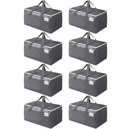 BlissTotes Large Moving Boxes and with Zippers & Handles Moving Supplies with lids, Heavy Duty Totes for Storage Bags for Space Saving, Fold Flat, Moving and Storing 76L, 8 Pack - size: 76L-8 Packs