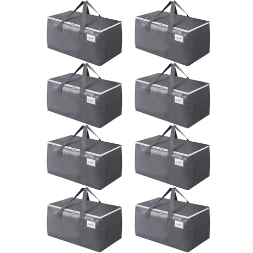 BlissTotes Large Moving Boxes and with Zippers & Handles Moving Supplies with lids, Heavy Duty Totes for Storage Bags for Space Saving, Fold Flat, Moving and Storing 76L, 8 Pack - size: 76L-8 Packs