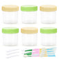 ASEVAT 6 Pack 3.4oz/100ml Travel Containers for Toiletries, Large Plastic Jars with Lids (3 Yellow/3 Green), Refillable Body Butter Containers, Leak Proof Slime Jars with Mini Spatulas & Labels - color: Green