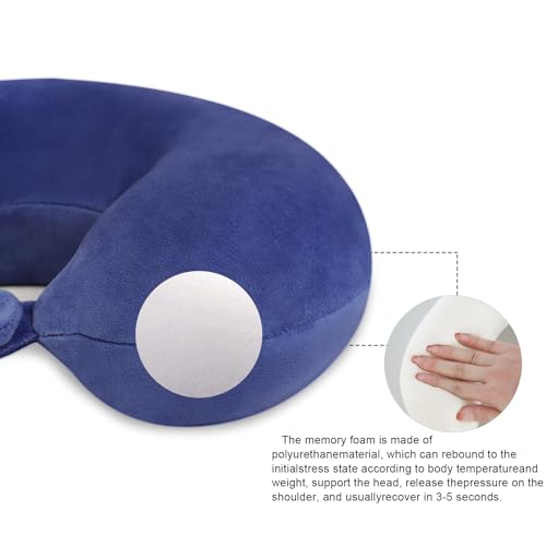 Travel Pillow Neck Pillow for Airplanes Memory Foam Neck Pillow for Traveling, Car, Home, Flight Portable Pillow for Sleeping Provide Head Neck Support Rest - color: Vivid Blue