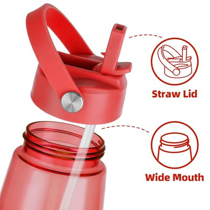 OLDLEY 32 oz Water Bottle with Straw, Leakproof Sports Water Bottle with Carry Strap, BPA-Free Large Water Bottles for Home,Travel, School, Outdoors, Gym, Tritan,Red - color: Red