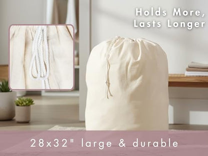 PurpleEssences Laundry Bag Durable Clothes Drawstring Bag Machine Washable Travel Laundry Organizer for Dorm, College, Hamper - Set of 1, 28 x 32 Inch, Laundry Liner Bag - Natural - size: 28 x 32 Laundry Liner Bag