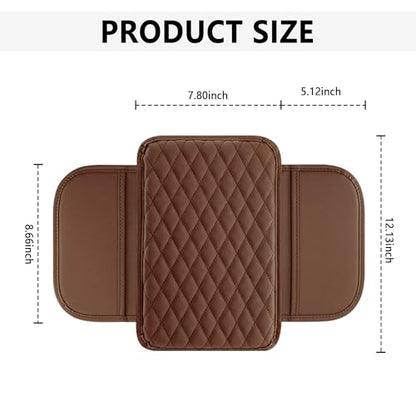 Stacool Upgraded Car Center Console Cover,Microfiber Leather Car Armrest Cover Cushion with 2 Storage Bags,Universal Car Armrest Storage Box (Brown) - color: Brown
