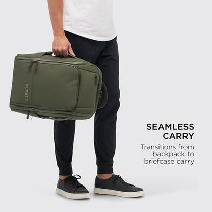 NOMATIC 20L Travel Pack - Mens Travel Backpack - Expandable to 30L - Water Resistant Daypack - TSA-Ready - Lightweight Business Traveling Backpack for Men - 16" Laptop Compartment - color: Olive, size: 20L