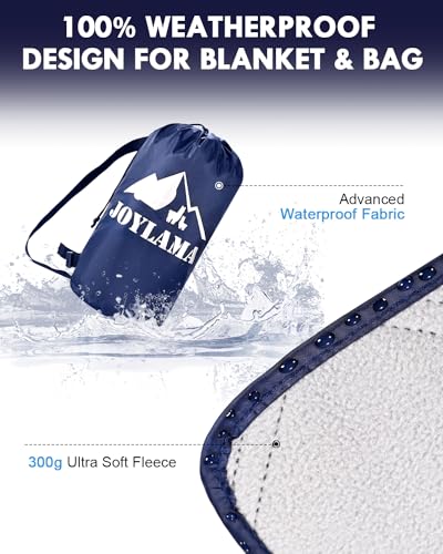 Outdoor Camping Blanket, Fleece Waterproof Stadium Blanket with Protable Bag, Lightweight for Cold Weather, Sports, Pet, Beach, Picnic, Stadium, Travel, Car, 79 * 54inch - color: Navy/Blue