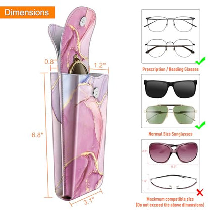 FINTIE Double Glasses Case with Carabiner Hook, Portable Vegan Leather Eyeglass Case Anti-scratch Sunglasses Pouch - color: Glittering Marble