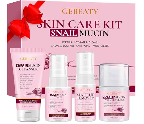 Skin Care Set ,4 Daily Snail Mucin Routine Skincare Kit, Gentle Cleanse, Purify, Soothe, Repair, Hydrating & Anti Aging Travel Facial Skincare for Women,Teen Girls,Beauty Gift Set for All Skin Types - size: 4 PCS SET