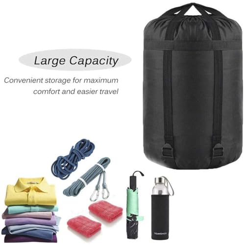 Compression Stuff Sack, 12L/24L/45L Sleeping Bag Cover Sack Sleeping Bags Storage Stuff Sack Organizer - Great Sleeping Bags Clothes Camping Hiking Backpacking - color: Black 12L-1 Pack