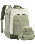 LOVEVOOK Large Travel Backpack for Women, TSA Carry on Backpack for Airplanes, 40L Personal Item Travel Bag for Women fits 17" Laptop,Waterproof Carry on Bag Airplane Approved with 3 Packing Cubes - color: Bean Green - Light Yellow - Dark Olive Green, siz