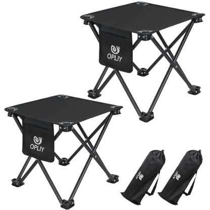 Opliy Camping Stool 2 Pack,13 Inch Portable Folding Stool for Outdoor Gardening and Beach Hiking Fishing,Foot Stool with Carry Bag (Black) - color: Black