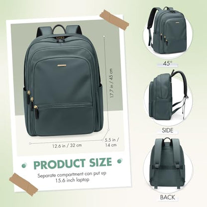 GOLF SUPAGS 15.6 Inch Women's Laptop Backpack, Water Resistant Work College Travel Daypack, Everyday Commuter Bag for Teacher Nurse (Atrovirens) - color: Atrovirens