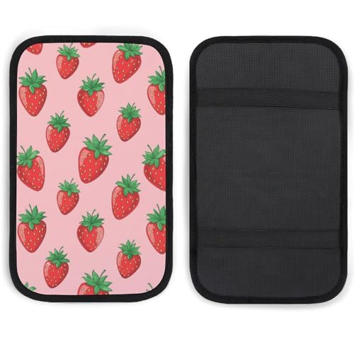Auto Center Console Armrest Cover Pad Christmas Valentine Present Pink Strawberry Fruit Theme, Comfortable Universal Fit Armrest Box Cover Car Accessories for Vehicle SUV Truck - color: Picture (65)