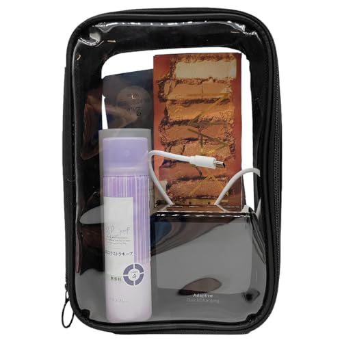 Clear Toiletry Bag, Black Clear Toiletry Bag, Transparent TPU Makeup Bag for Travel for Women (Large) - color: Black TPU, size: Large