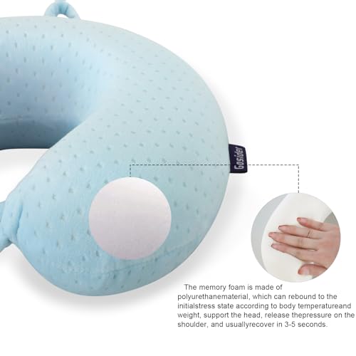 Travel Neck Pillow Memory Foam Pillow Support Pillow U Shape Compact & Lightweight Neck Pillow for Sleeping Travel for Plane, Car, Home, Office Camping Light Blue - color: Light Blue