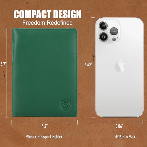 STAR VISTA Phoenix Leather Passport Holder, Calfskin Travel Wallet - RFID Blocking, ID Window, Zipper Pocket, Pen & Notebook Included, Mint - color: Mint Calfskin