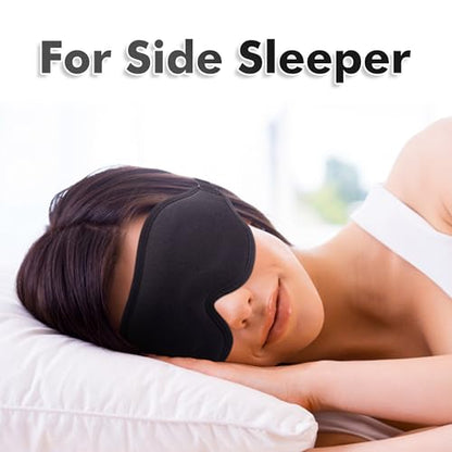 Sleep Eye Mask for Men Women, Sleeping Mask for Side Sleeper, Travel Blackout Night Blindfold Eye Shade Cover with Adjustable Strap (Black) - color: Black