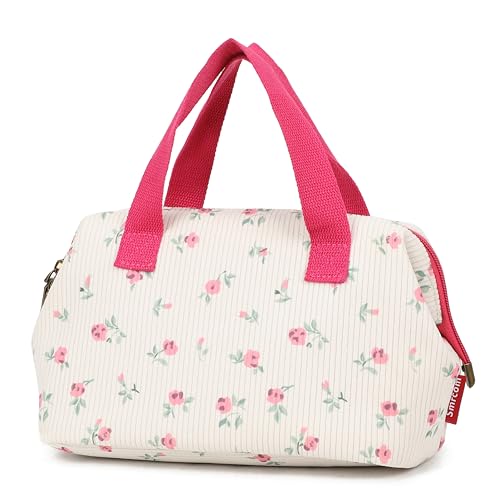 Makeup Bag Cosmetic Bag For Women Girl Travel Makeup Bag Toilet Bag Zipper Organizer Bag Waterproof - color: Corduroy pink flower