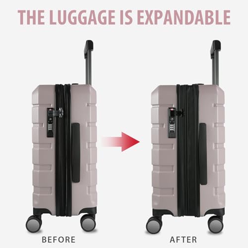 KROSER Hardside Expandable Carry On Luggage with Spinner Wheels & Built-in TSA Lock, Durable Suitcase Rolling Luggage with USB Port, Carry-On 20-Inch, Matte Purple/Pink - color: Matte Purple/Pink