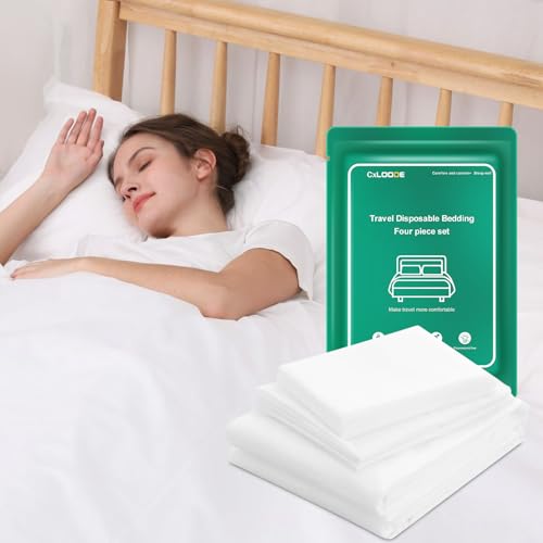 4 PCS Disposable Bed Sheet Queen Size, Travel Sheet for Hotel, Disposable Sheet for Travel Bedding Cover Portable Sheet with 1 Quilt Cover, 1 Sheet and 2 Pillowcase for Travel Business Trip Spa Hotel - color: 1 Pack