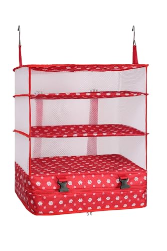 ELEZAY Hanging Packing Cubes Portable Travel Closet Collapsible Compression Clothes Organizer with Built in Shelves for Carry-on Luggage Suitcase Wardrobe X-Large_17.1 * 11.8 * 24.4 IN, Snow - color: Snow, size: X-Large