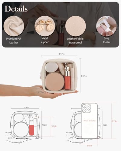 Pocmimut Clear Makeup Bag,Easy to Find Mini Makeup Bag for Purse,Travel Makeup Bag for Car, Compact Cosmetic Pouch for Daily Essentials,Beige - color: Beige, style: Mini