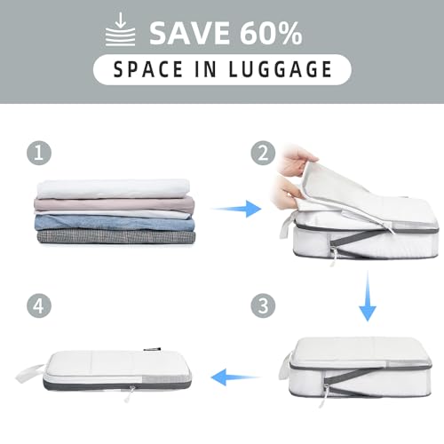 BAGAIL 6 Set Ultralight Compression Packing Cubes Packing Organizer for Travel Accessories Luggage Suitcase Backpack - color: White40D, style: Mesh Pattern