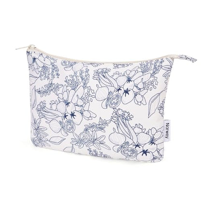 Narwey Small Makeup Bag for Purse Travel Makeup Pouch Cosmetic Bag Zipper Pouch Bags for Women (Navy Blue Flower) - color: Navy Blue Flower