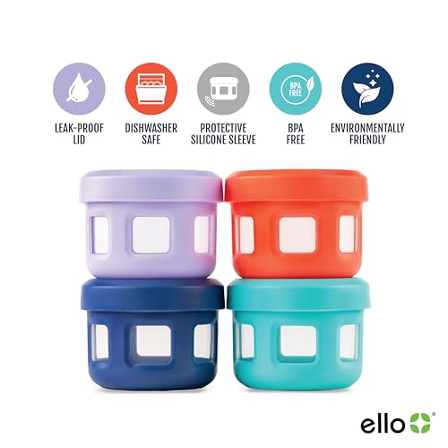 Ello Reusable Condiment Containers with Screw-on Leak Proof Lid | Perfect for Salad Dressing Sauce Dips Lunchbox Picnic Travel Bento Box | BPA-Free | Dishwasher Safe - color: Fruit Cobbler
