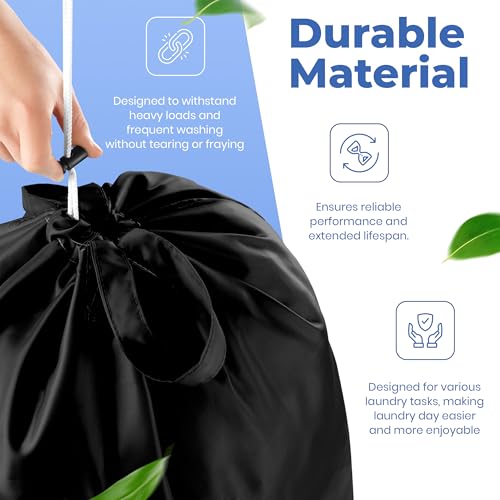 Extra Large Travel Laundry Bag - 2-Pack Fun Print Design Bags for Dirty Clothes - Durable Water-Resistant Fabric - Sturdy Drawstring Closure (Black-White | Laundry) - color: Black-white | Laundry