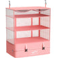 Compressible Packing Cubes Portable Hanging Closet Shelves 17"x12"x24" Extendable Travel Organizer Nylon Packing Bags for Suitcase - color: Pink