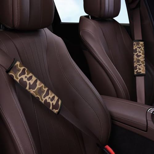 2Pcs Car Seat Belt Cover Pads, Anti-Slip Brown Duck Camo Shoulder Strap Protects Universal Auto Seat Straps for Vehicle Truck SUV Van Sedan, Backpack Straps - color: Brown Duck Camo