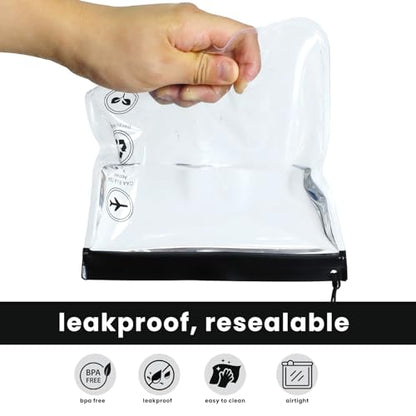 6 Pcs TSA Approved Clear Travel Toiletry Bag, Makeup Cosmetic Bag Organizer with Zipper Carry on Airline Airport Travel Accessories, PVC Makeup Bags