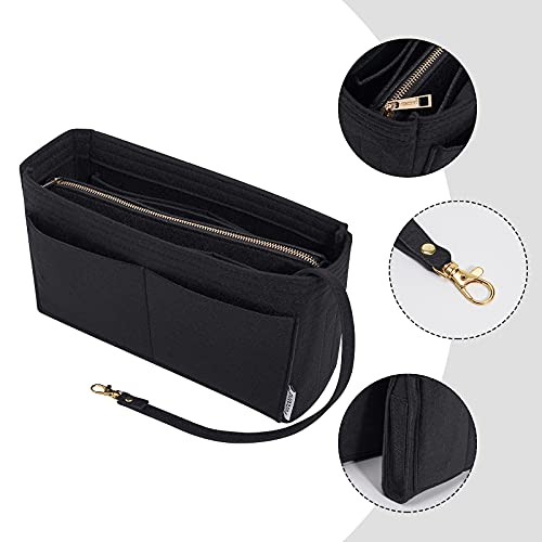 Vercord Felt Organizer Insert For Purse Handbag Tote Bag In Bag Inside Shaper Divider Neo Black Slender Medium - color: A Black, size: Slender Medium