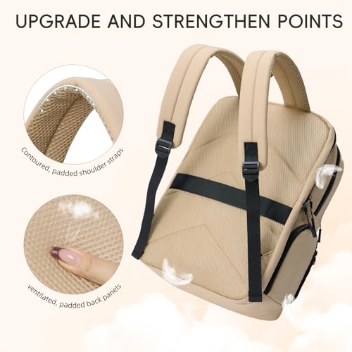 CLUCI Lightweight Travel Backpack Carry on Flight Approved, Puffy Gym Backpack with Shoe Compartment, Personal Item Travel Bag, 15.6 inch Laptop Backpack for Weekender Business - color: Soft Khaki