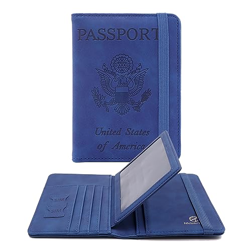 Melsbrinna Rfid Passport Holder for Travel women/Men, Cute Passport Wallet Rfid Blocking Card Slots, Rfid Passport Cover/CaseTravel Wallet, Passport Book Holder (1, Blue5) - color: Blue5