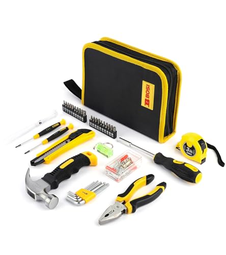 158 Piece Tool Set with Easy Carrying Round Pouch, Hand Tool Set - Durable, Long Lasting Chrome Finish Tools - Household Tool Kit Perfect for DIY, Home Maintenance (158 Piece) - style: 158 Piece