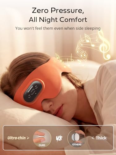Sleep Headphones for Side Sleepers, Ultra-Thin Adjustable Stereo Speakers, Sleep Mask with Bluetooth 5.4, 64-Hour Ultra-Long Battery Life for Sleeping, Travel & Meditation, Unique Gift - color: Sunset Orange