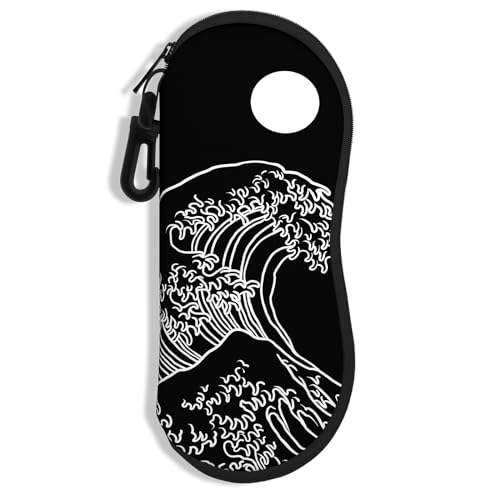 Sunglasses Soft Case, Ultra Light Portable Neoprene Zipper Glasses Case for Men Women - color: Abstract Waves