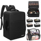 Relavel Makeup Bag Travel Train Case Makeup Backpack with 4 Clear Bags & Makeup Brush Case, Professional Makeup Artist Kit Set Bags, Cosmetics Storage Organizer Box with Adjustable Dividers, Black - color: Black with clear brush case