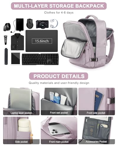VGCUB Carry on Travel Backpack for Women Men Large Laptop Gym Work Frontier Airlines Personal Item Bag Business Airport Lightweight Backpack Flight Approved Mochilas de Viaje,Pink - color: Pink, style: Large