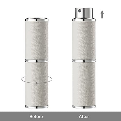 Travel Perfume Bottle Refillable - 8ML Leather Empty Mini Cologne Spray Atomizer Men - Small Fragrance Sample Sprayer - Portable Refill Travel Essentials Container with Black White - color: Black, White