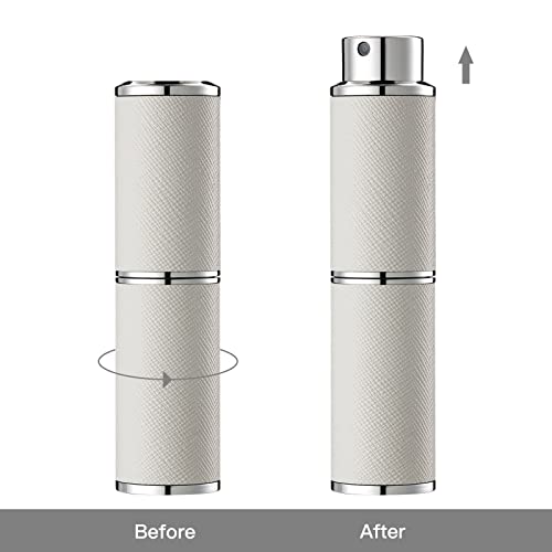 Travel Perfume Bottle Refillable - 8ML Leather Empty Mini Cologne Spray Atomizer Men - Small Fragrance Sample Sprayer - Portable Refill Travel Essentials Container with White - color: White
